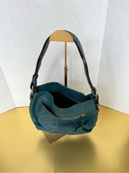 Coach Handbags - Coach Teal Pebbled Leather Hobo Shoulder Bag Silver